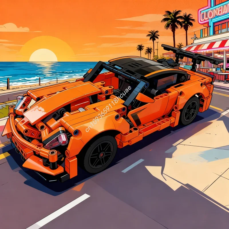 ตัวต่อ MOC เชฟโรเลต คอร์เวทท์ 504 ชิ้น ของเล่นแบบประกอบเอง รุ่นเทคนิค ของขวัญคริสต์มาส DIY ของเล่นเสริมสร้างความคิดสร้างสรรค์ ของขวัญวันเกิดสำหรับเด็ก