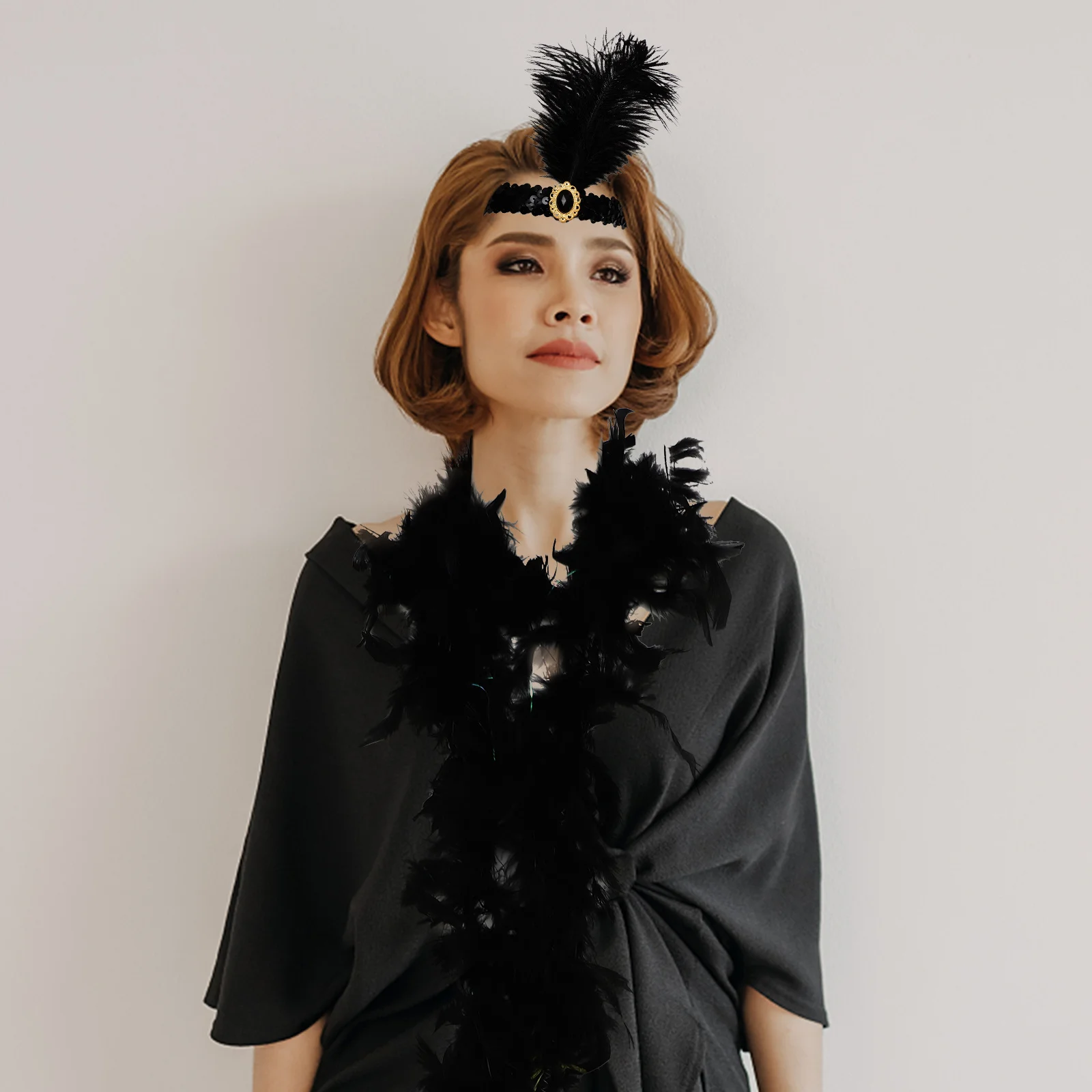 

1Set 1920s Flapper Party Costume Accessories Headband Gloves Necklace Scarf Vintage Elegant Cosplay Props 1920s Accessories