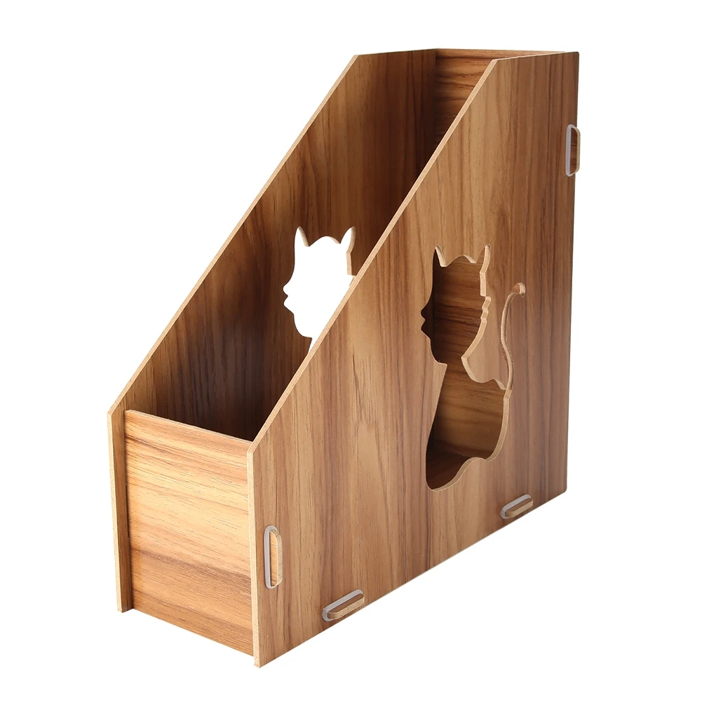 【New】Desktop Shelf Modern Hollow Out Cat DIY  Display Rack Magazine File Organizer Desktop Document Sorter File Organizer