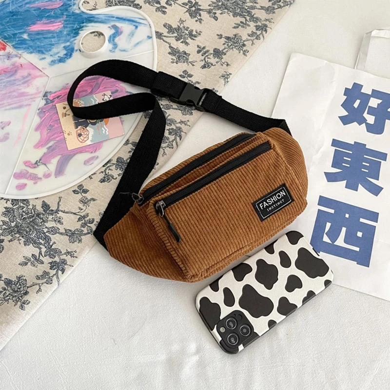 Pochete veludo, bolsa cintura com zíper, bolsa peito, estilingue, viagem, bolsa telefone para meninas,