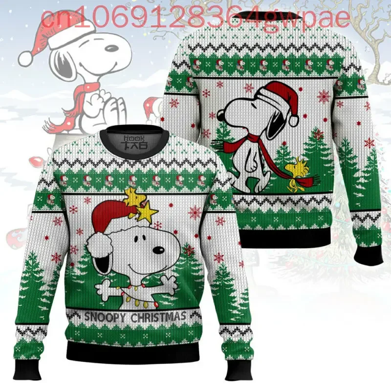 Cartoon Snoopy Christmas Ugly Sweaters The Charlie Brown 3d Print Christmas Ugly Sweaters Fashion Men's Womens Casual Sweater