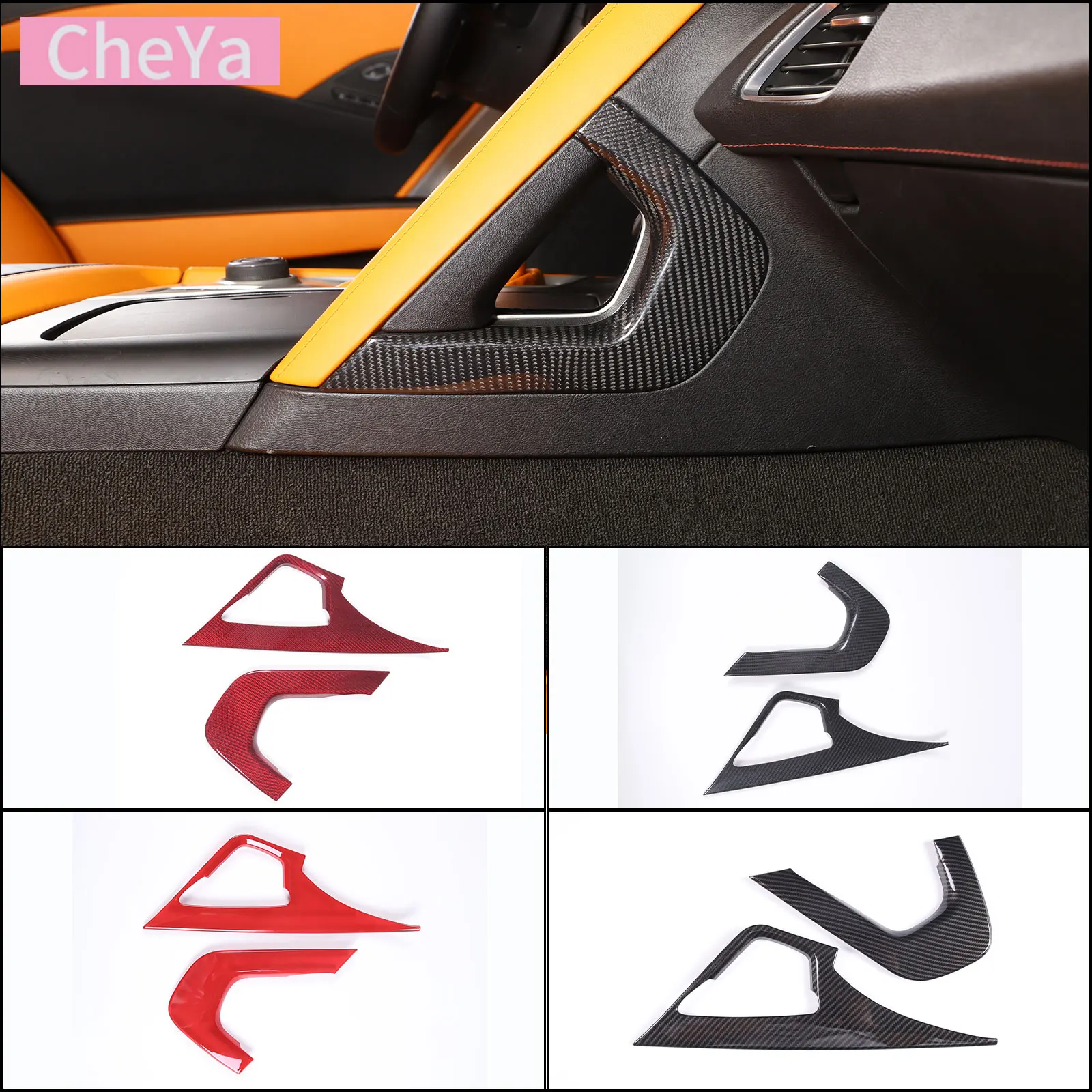 

Car Central Gear Shift Side Trim Strips for Chevrolet Corvette C7 2014 2015 2016 2017 2018 2019 Interior Accessories LHD 2Pcs