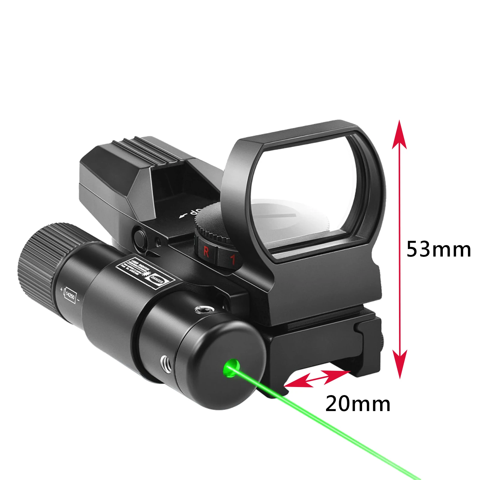 Imagem -02 - Visão Red Dot com Laser e Interruptor de Pressão Óptica Retículo 20 mm Rail