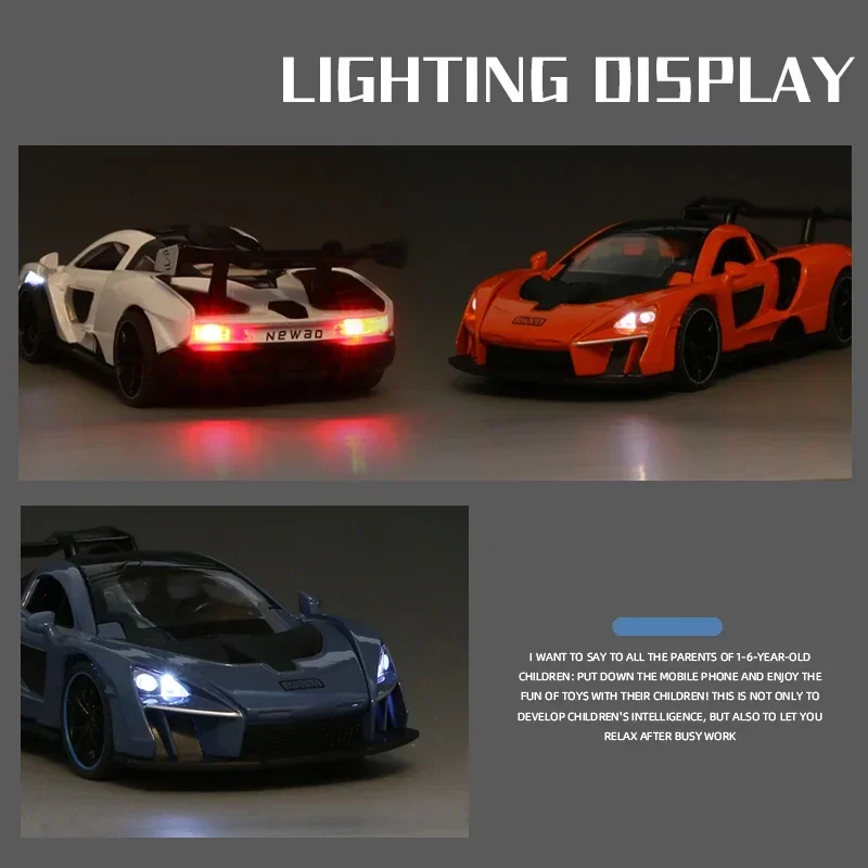 1:32 Alloy Mclarens Senna Sports Car Model Metal Diecasts & Toy Vehicles Simulation Sound Light Collection Toys For Children