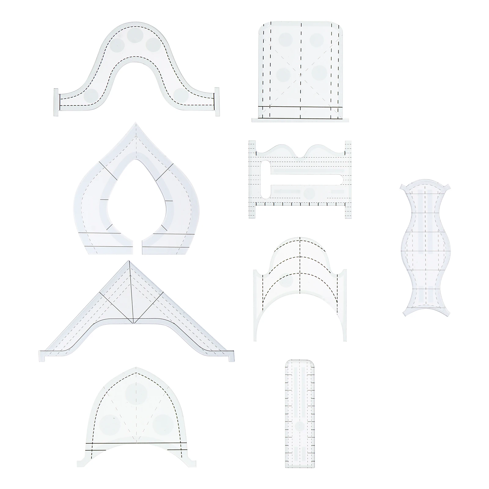 

9 Pieces Patchwork Ruler Set Durable Acrylic Sewing Quilting Tools Fabric Templates Efficient DIY Crafting Accessories