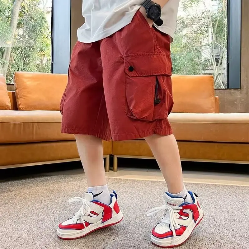 

Summer Boys' Cotton Shorts Korean High Street Fashionable Children's Clothing Leisure Breathable Beach Children's Red Shorts New