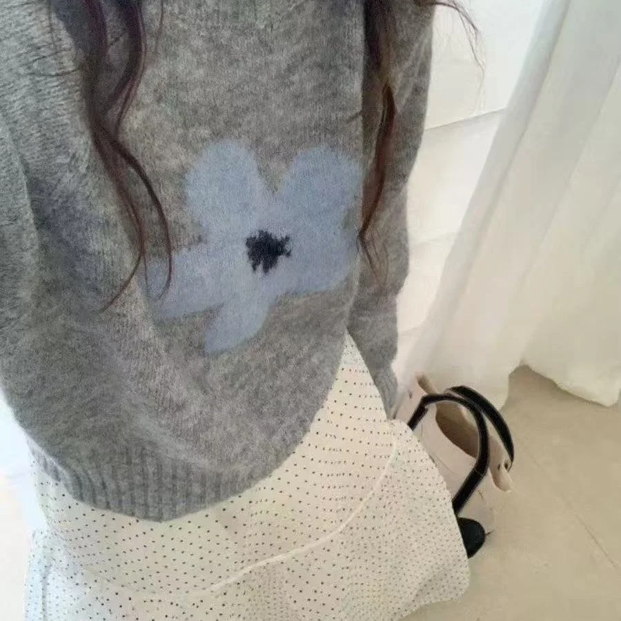 

Loose Fit round Neck Knitted Open Cardigan Sweater Women's Inner Wear Autumn Winter New Style Korean Version Slimming Color B...