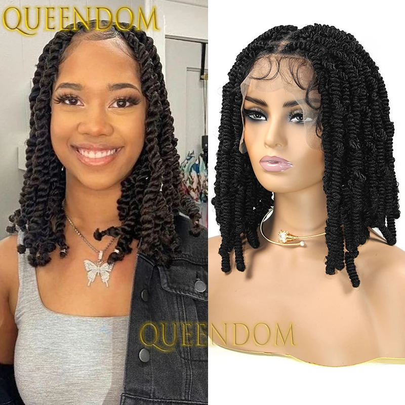 12 Inch Synthetic Braid Wig Full Lace Crochet Box Braided Dreadlock Wig for African Women Natural Spring Bouncy Twist Braids Wig