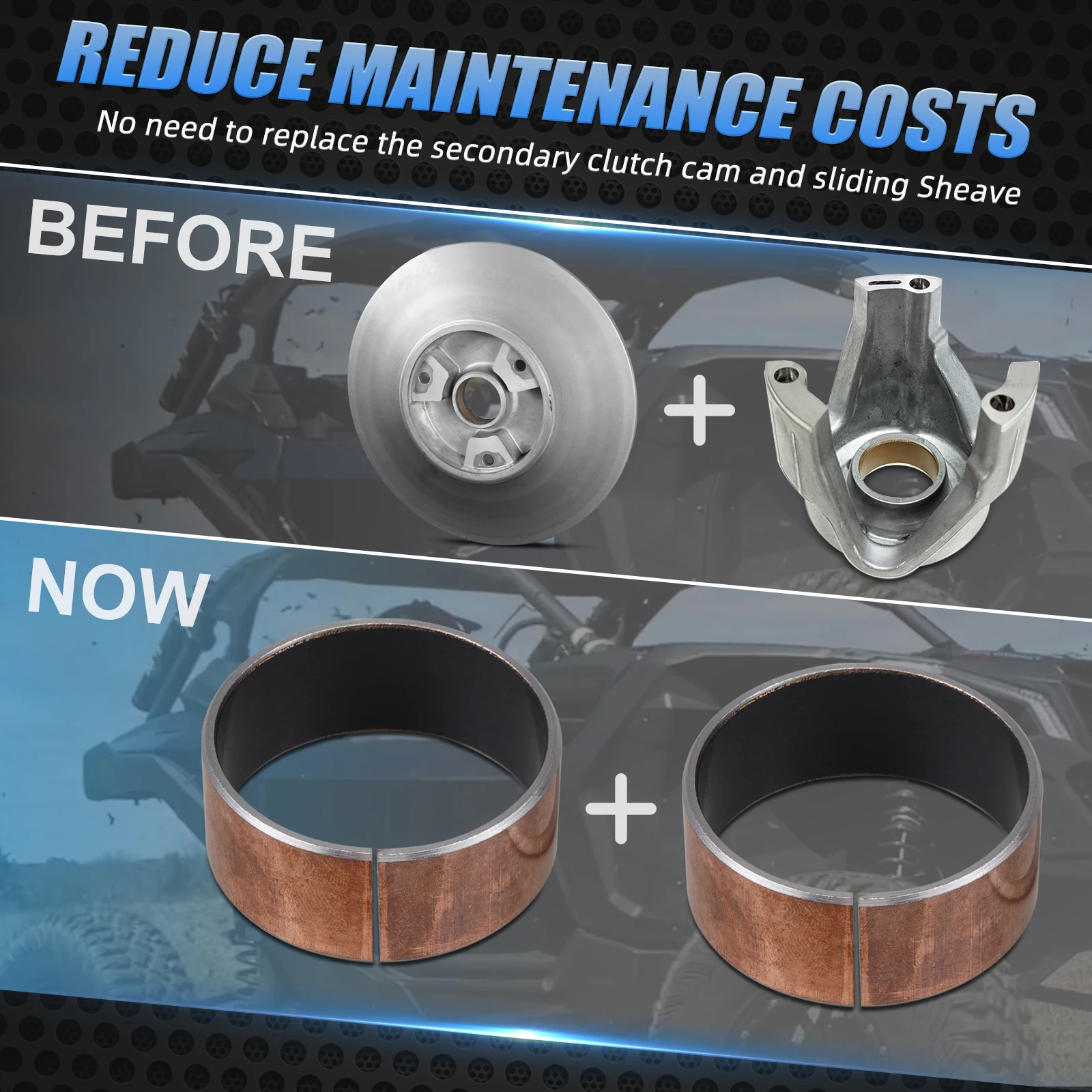 

UTV X3 Secondary Clutch Cam Bushing Install and Removal Tool Kit For CAN AM Maverick X3 Inner Half Bushing Oilless Bushings