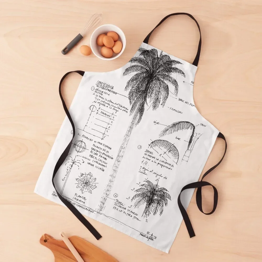 

How to draw a Palm Tree Apron household woman Bib For Kitchen Kitchen accessories japanese woman Apron