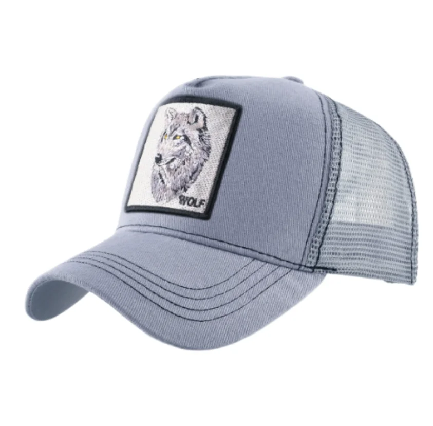 Wolf Patch Embroidery Mesh Baseball Cap Adjustable Fashion Hip Hop Trucker Men Women Outdoor Breathable Visor Snapback Hat Gift view 5