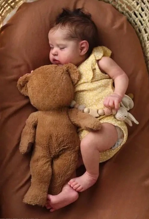 

NPK 19''Unfinished Doll Parts Teddy Reborn Kit Painted Doll Kit with Hand Rooted Blond Hair Lifelike Dolls