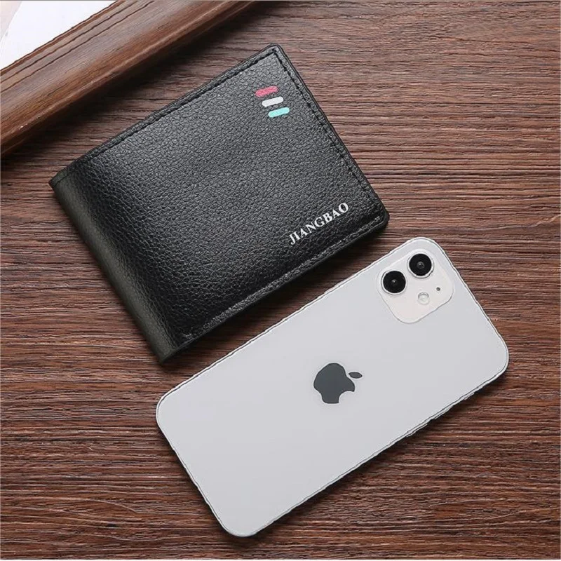 Fashion Men Wallet Slim Bifold Short Credit Card ID Holder Purses Male Leather Minimalist Solid Thin Man Wallets Money Clip