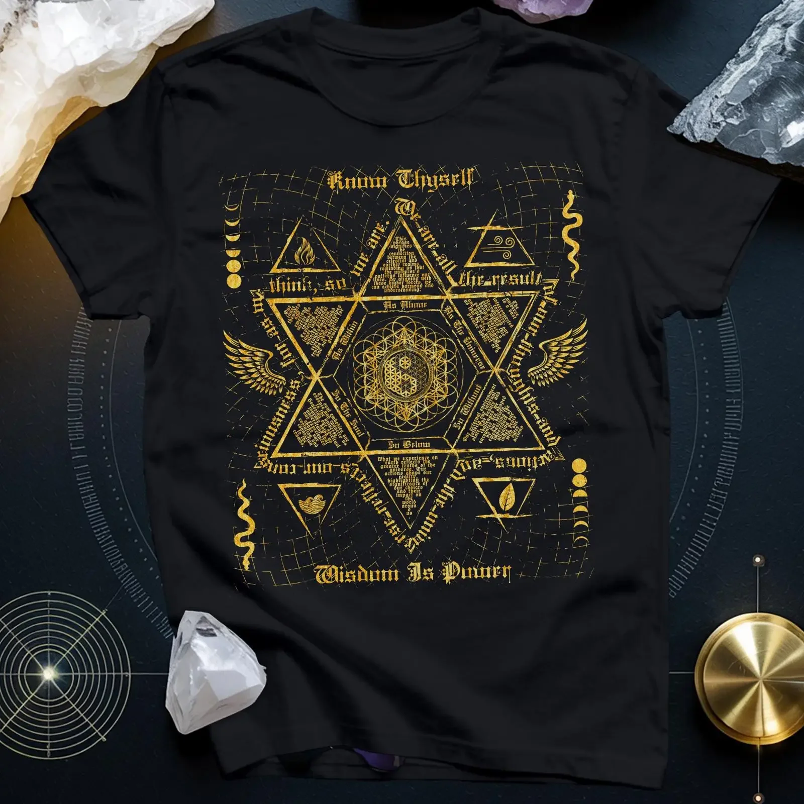 Occult Wisdom T Shirt Esoteric Symbol Sacred Art  vintage Washed Slightly Unisex Soft Comfortable Top For Everyday Wear
