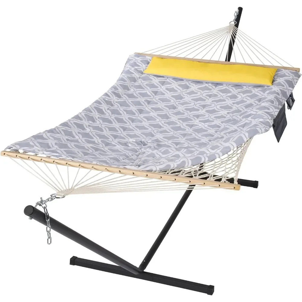 Portable Hammock for Outside with Stand, Gray Drops, Hammock