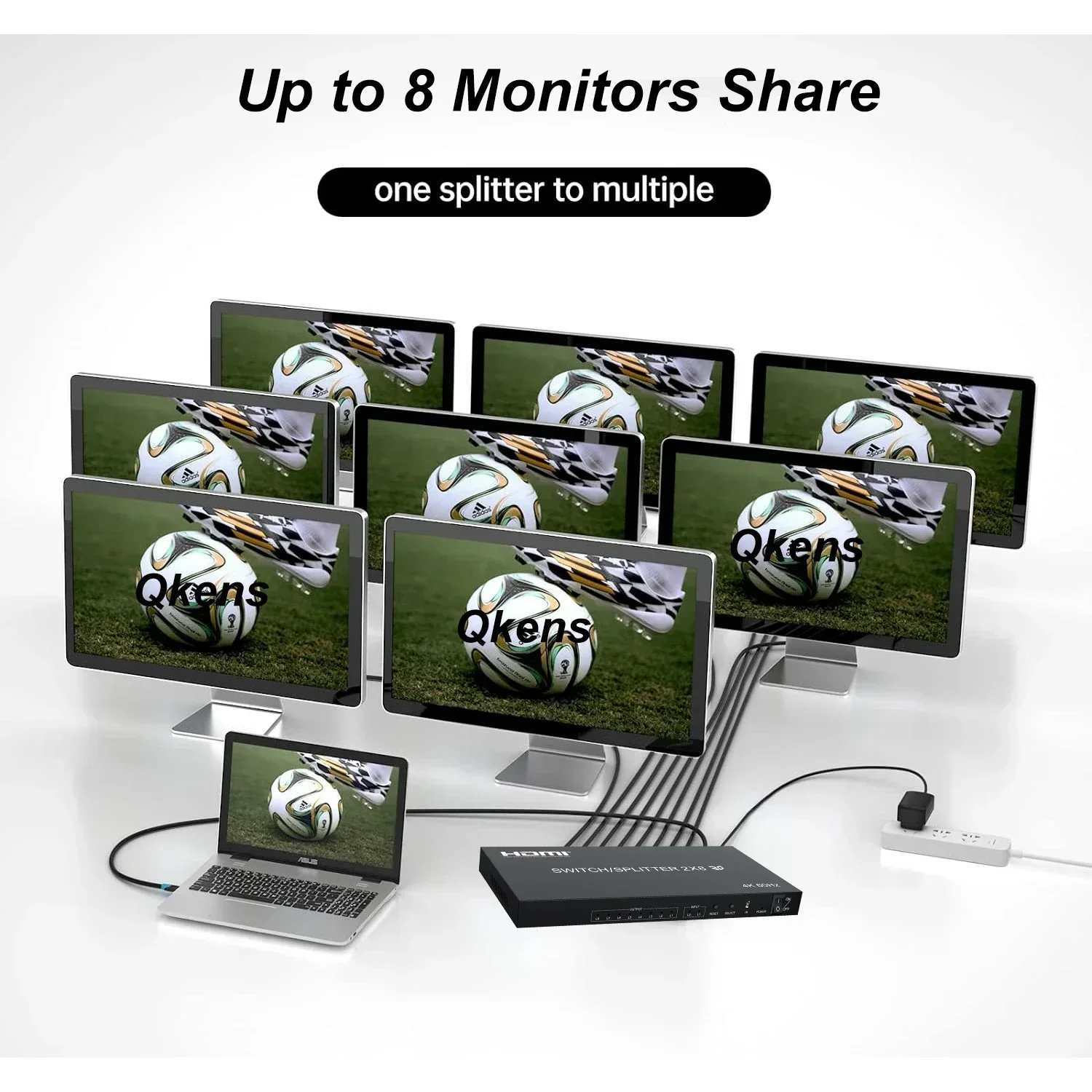 4K 30Hz 2x8 HDMI Switch Splitter 4K 60Hz 3D 2 in 8 Out Video Distributor Converter 8 Channel Share TV Monitor Projector Display