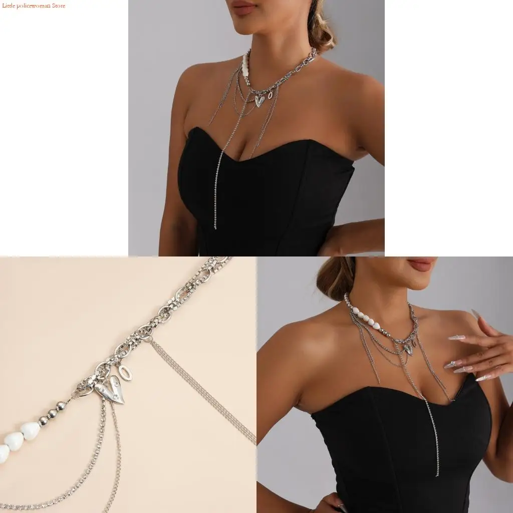 F92D Elegant Heart Layering Necklace for Women Seeking Modern Accessory Trends