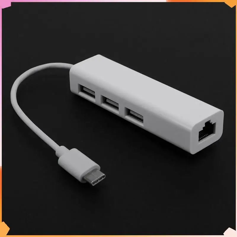 

B94A 3X USB-C USB 3.1 Type C To USB RJ45 Ethernet Lan Adapter Hub Cable For PC