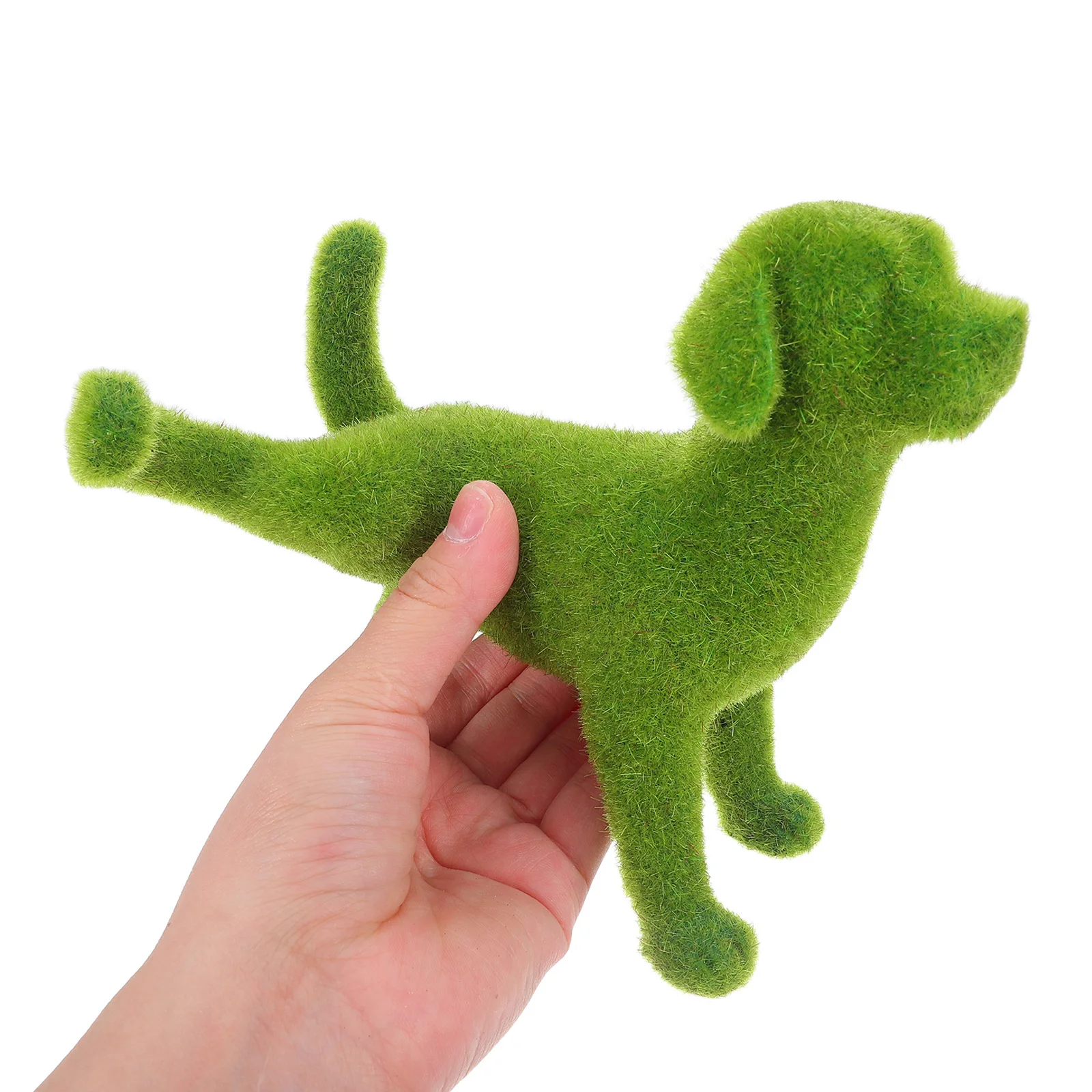 

Green Flocking Dog Statue Lifelike Outdoor Garden Ornament Weatherresistant Lightweight Elegant European Style Decor