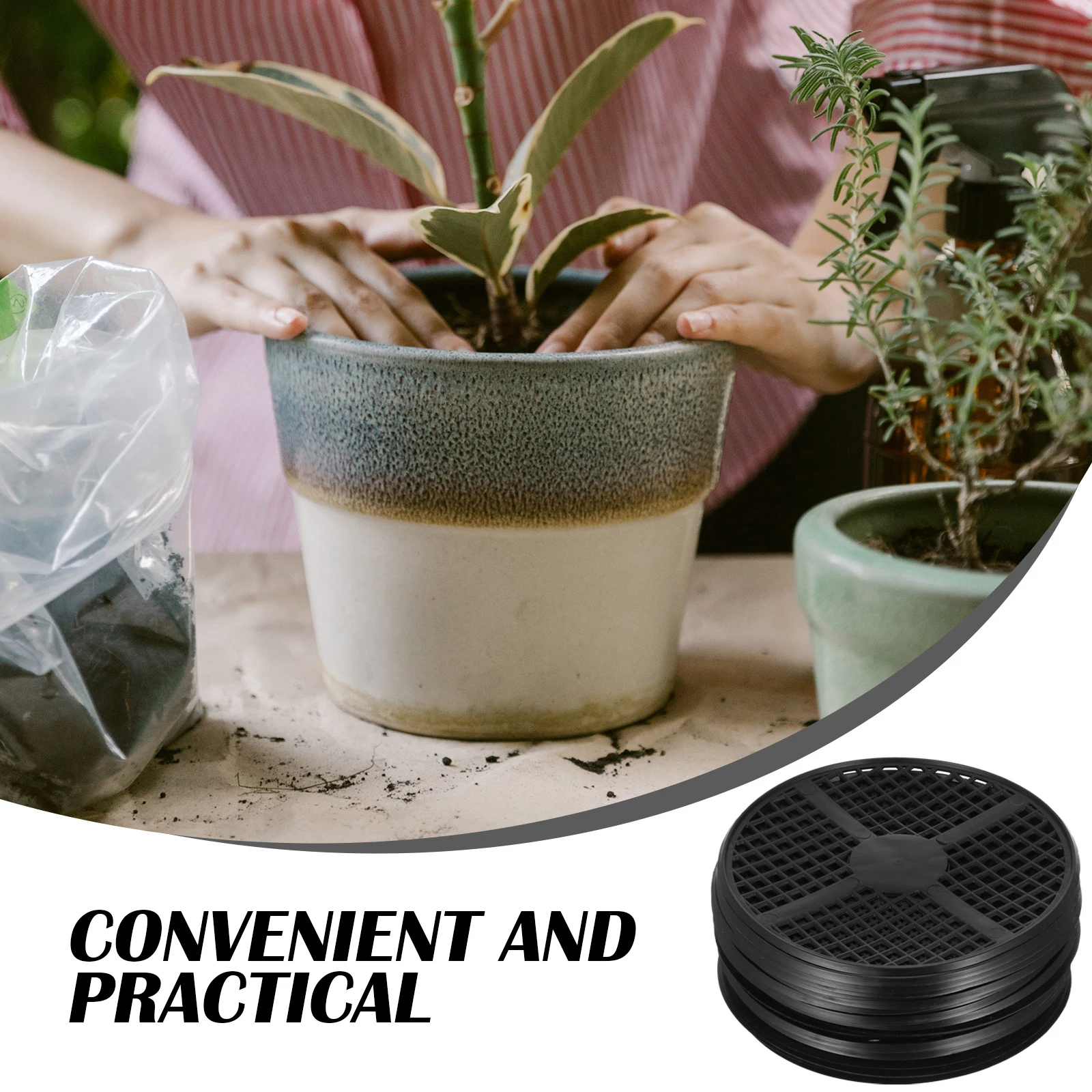 

20 pcs Plastic Spacer Mesh Pads for Flowerpot Bottom Drainage Holes Bonsai Breathable Grid Mats Plant Soil Leak Proof Garden