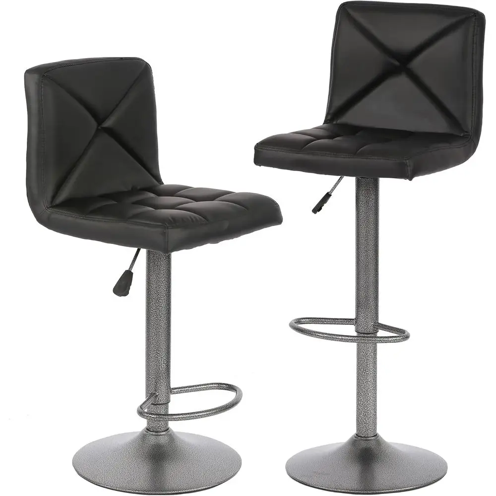 

Bar Stools Set o 2, PU Leather Swivel Bar Stools Kitchen Counter Height Bar Chairs with Hydraulic Adjustable or Kitchen, Dining
