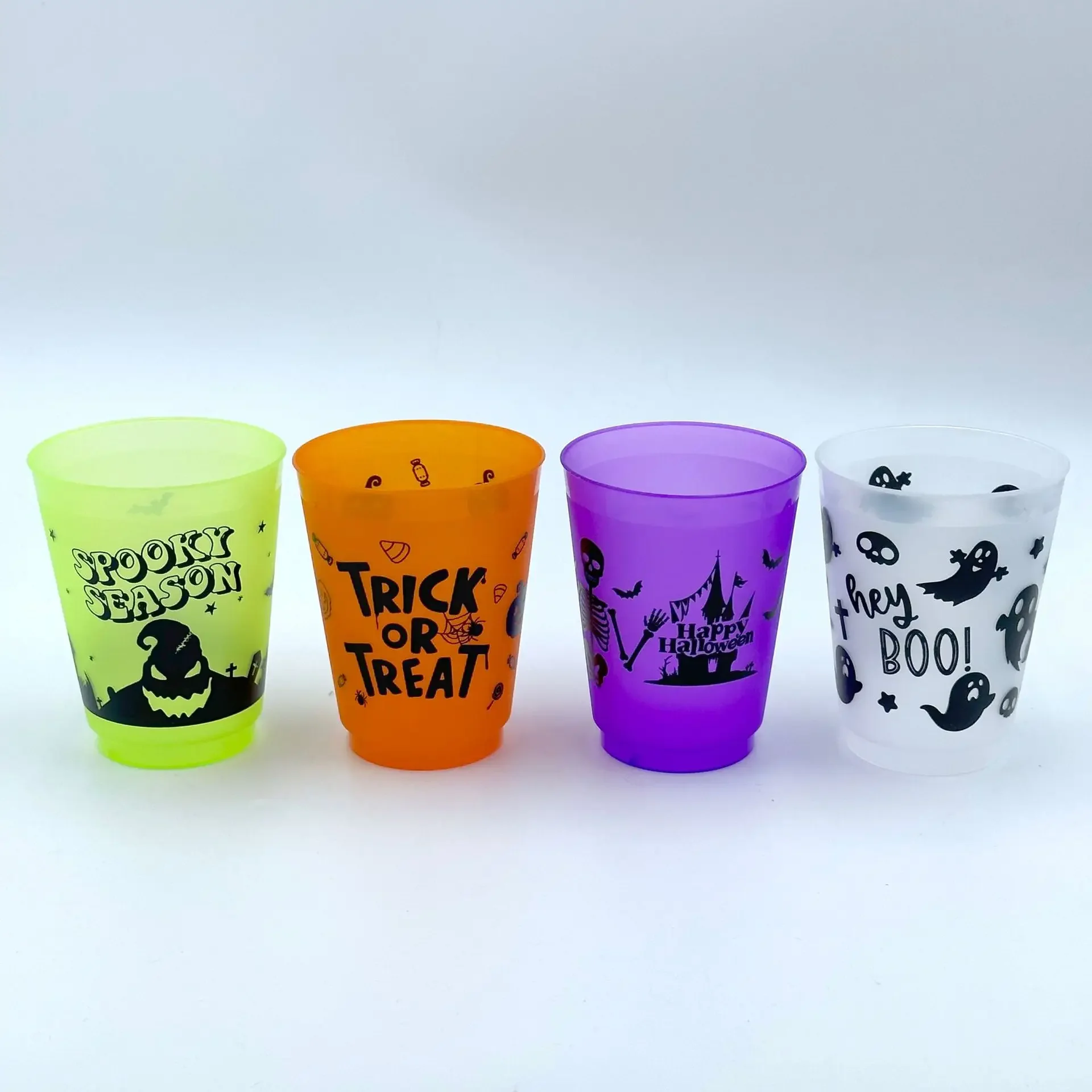 5Pcs Cartoon Halloween Ghost Skull Pumpkin Plastic Cup Trick or Treat Juice Wine Drinking for Halloween Theme Party Decoration