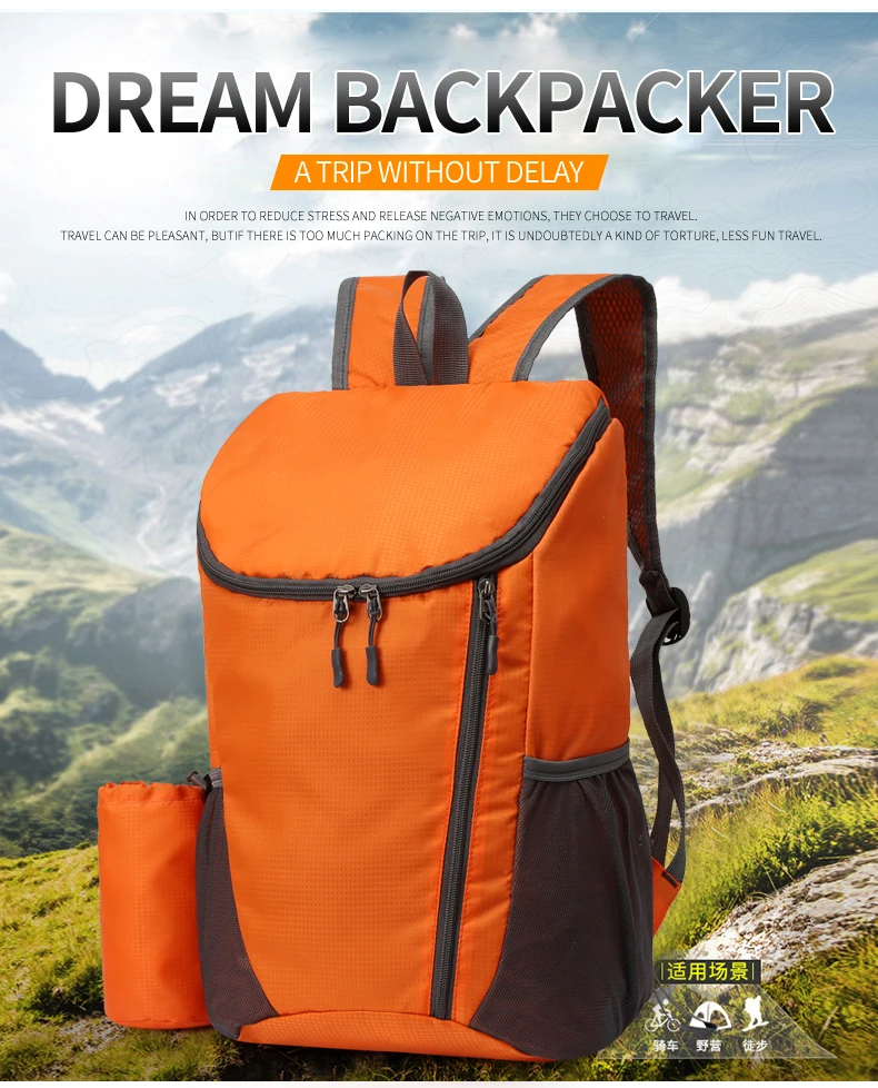 23L Tragbare Tag Pack Faltbare Rucksack Klapp Bergsteigen Tasche Ultraleicht Outdoor Radfahren Rucksack Reise Knapsack Wandern Handgepäck Tragbar Sport Laptop speicher Hautbeutel Wasserabweisend – Detail 2