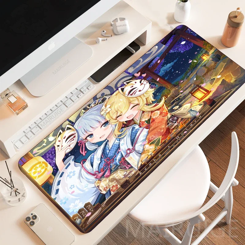 Princess Egret Ayaka MousePad Large Mouse Pad Gamer Carpet Rug Mousepads XXL Genshin Impact Gaming Accessories Keyboard Desk Mat
