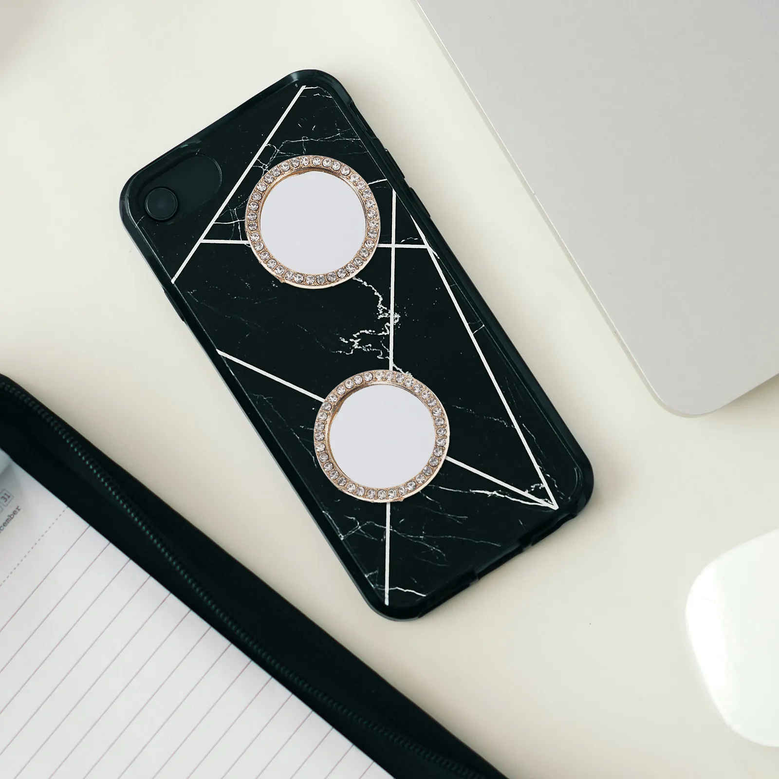 6Pcs Makeup Mirror Round Mini Phone Mirror Rear Camera Selfie Accessory High Definition Compact Lightweight Selfie Accessory