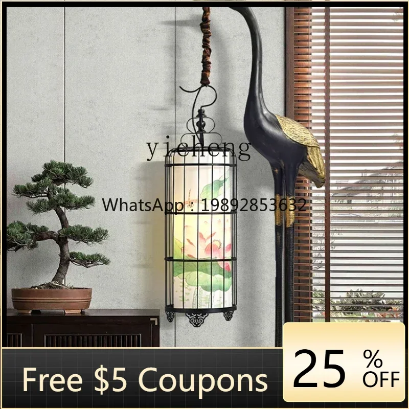 U9 new Chinese floor lamp Zen crane lantern ornament Turtle crane Yannian water antique standing lamp