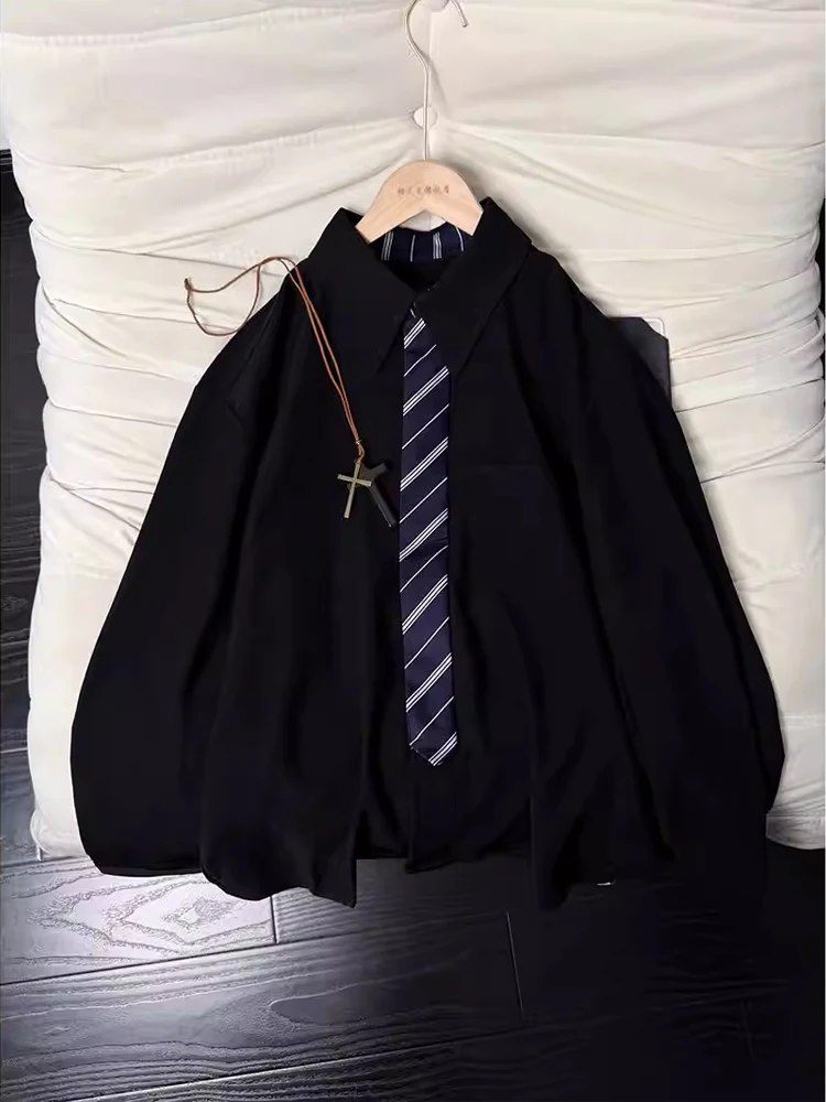 

Bla Long Sve irt Men's Sle Spring Cleanfit Jaet Inner Wear Fake Tie Suit Polyester Spandex Blend Stand Fit