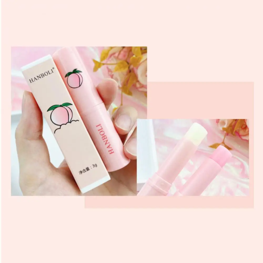 Han Boli peach vaselina balsamo per le labbra rossetto liscio base cambia colore cambiamento di temperatura balsamo per le labbra idratante riparazione tender