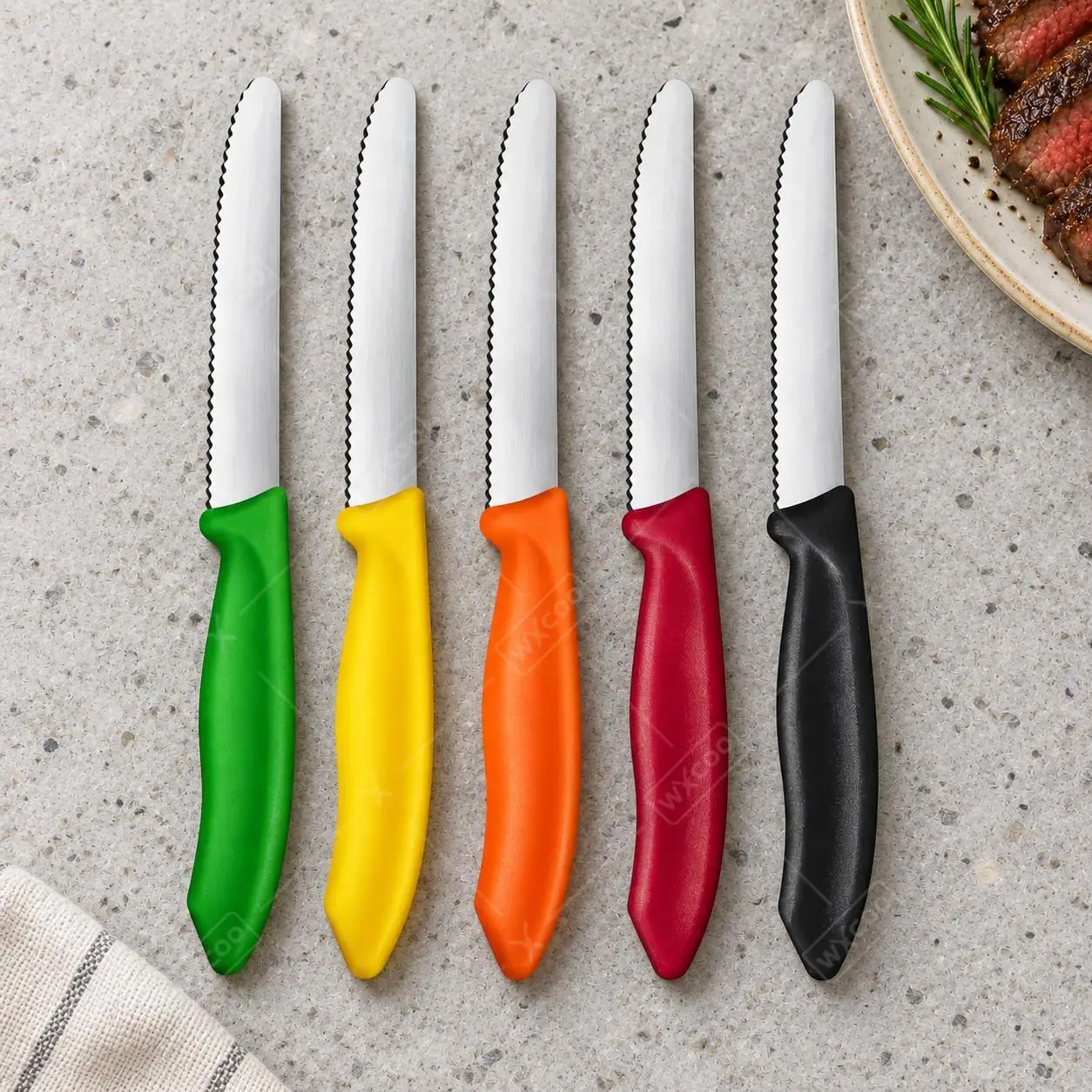 WXCOO 2-10pcs Serrated Steak Knife Set Dinner Cutlery Full Tang Stainless Steel Blades Dishwasher Safe for Meat and Bread