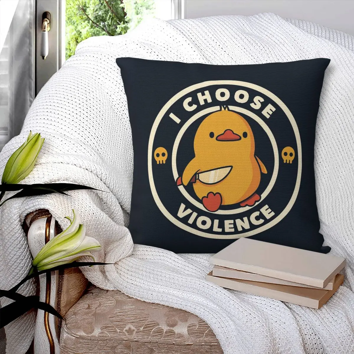 I Choose Violence Duck By Tobe Fonseca Square Pillowcase Pillow Cover Cushion Zip Decorative Comfort Throw Pillow for Home Car