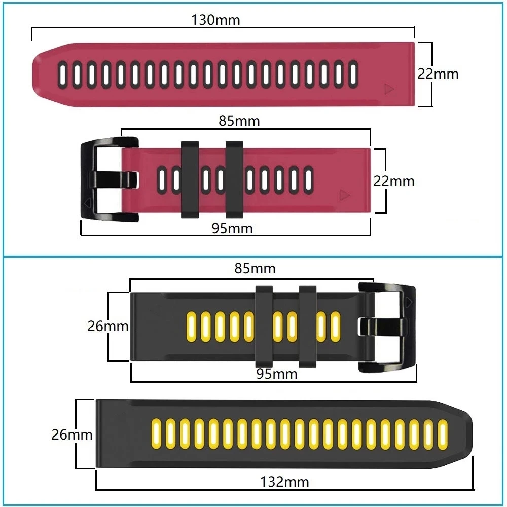 26 22mm Official Silicone Quick Release Strap For Garmin Fenix5 5X 6 6X Pro 7 7X Enduro 2 945 Sports Smartwatch Band Bracelet