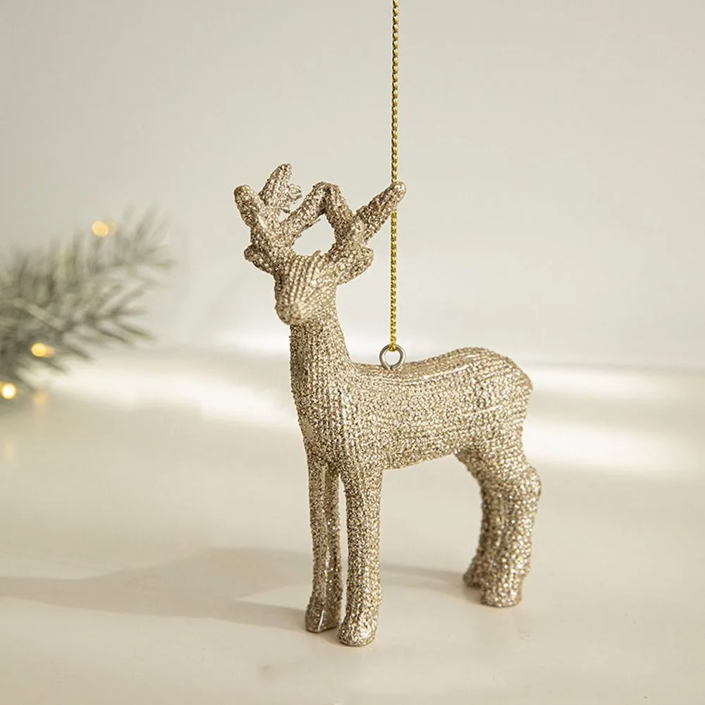 Gold Christmas Deer Pendant Cartoon Pony Sled Boots Xmas Tree Hanging Ornaments DIY Elegant Merry Christmas Decor Children Gifts