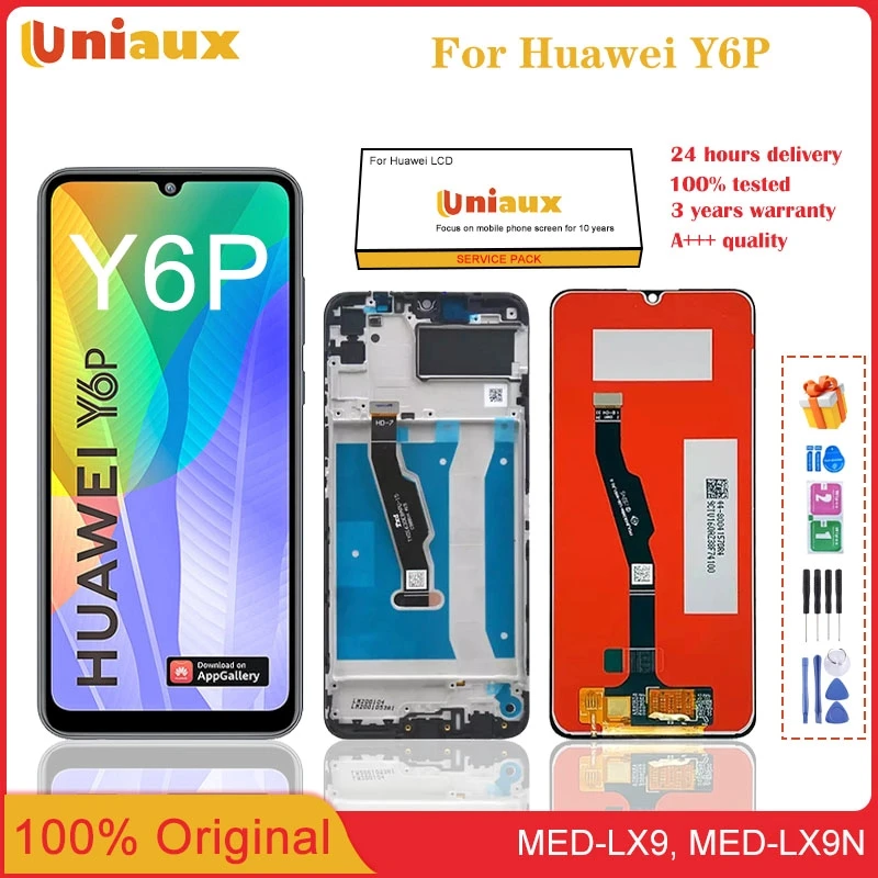 

6,3 ''оригинальный для Huawei Y6P 2020 LCD MED-LX9 дисплей сенсорный экран дигитайзер Замена для Huawei Y6P ЖК-дисплей