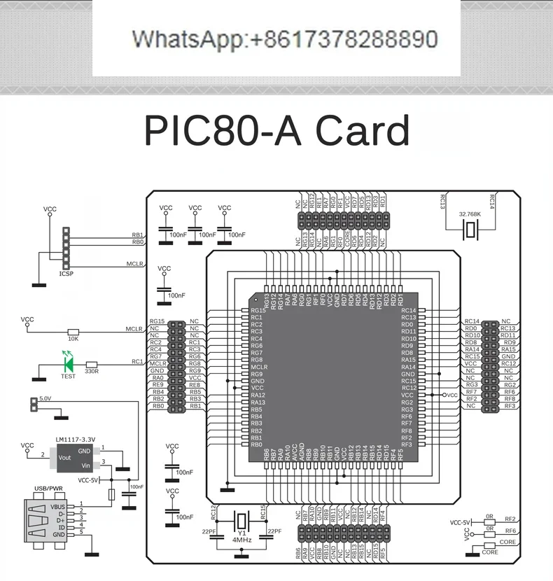 DsPIC PIC32 PIC24 MCU Development Board Core Board Pic80-a Semi-finished Products Without MCU