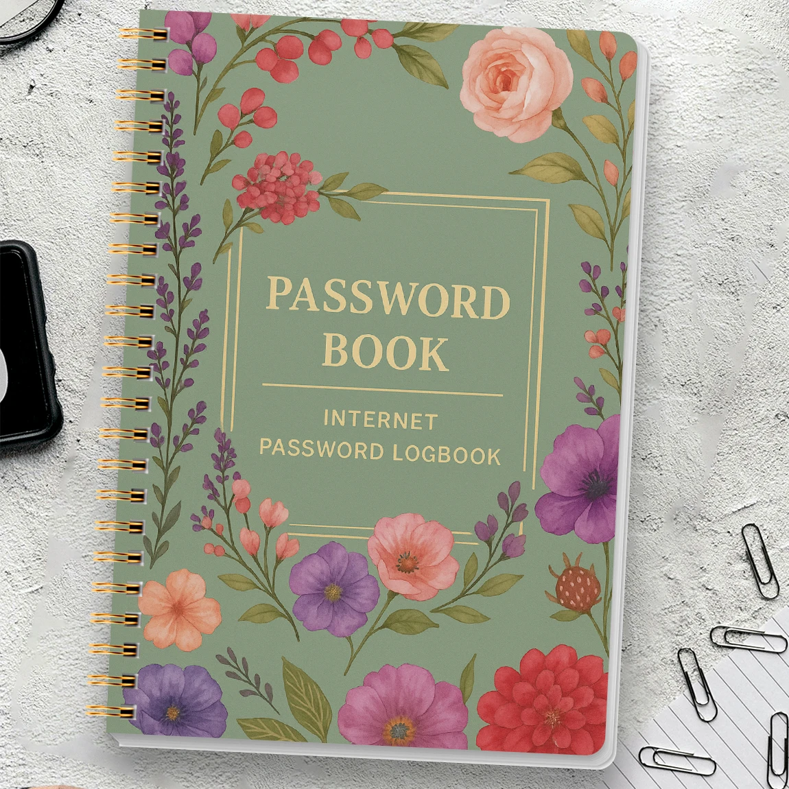 A5 Password Book with 3 Sheets Stickers,Internet Account and Website Login Organizer,Perfect Password for Managing Cybersecurity