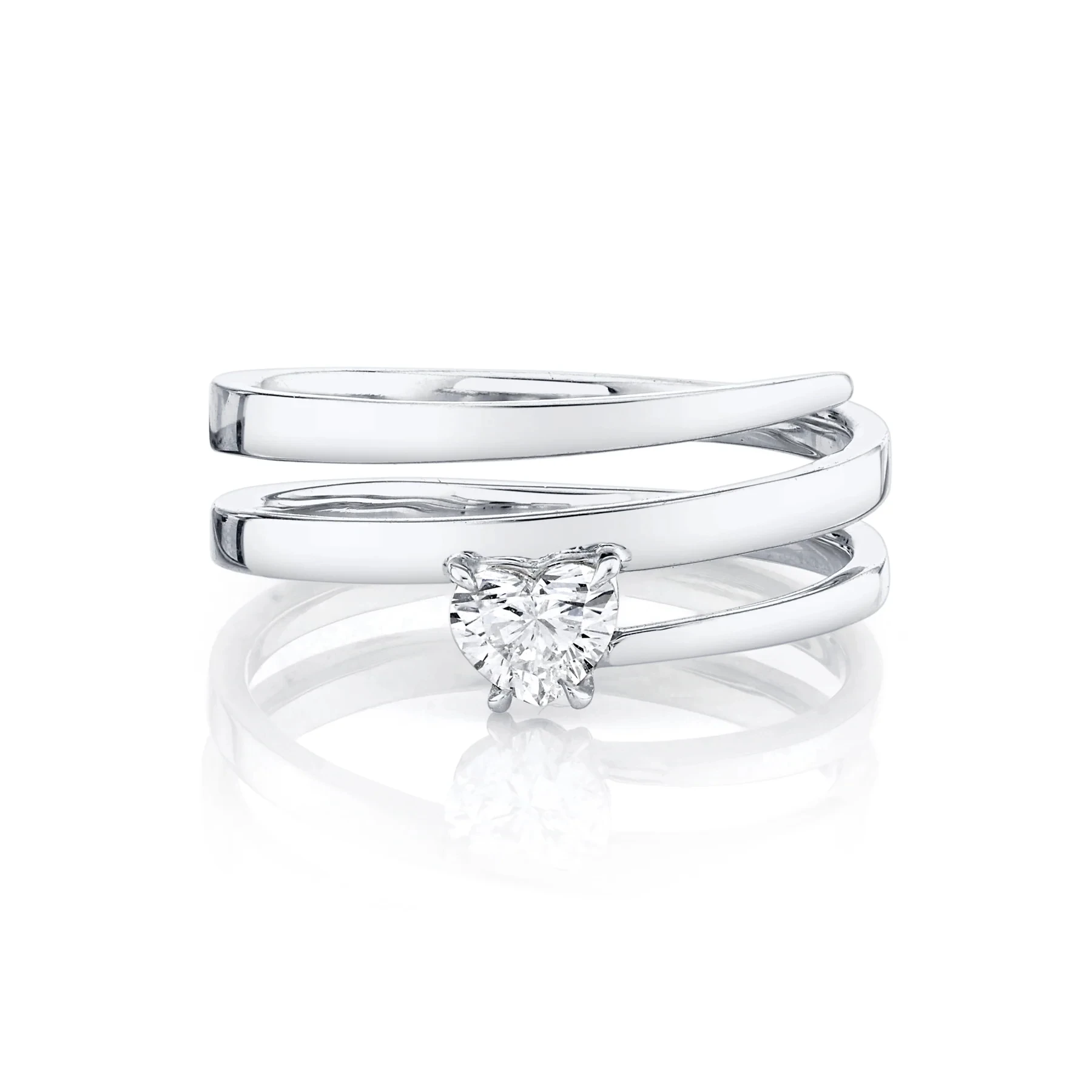 Single 5A Heart Shaped Cubic Zirconia CZ Three Wrap Finger Rings Wholesale High Quality Fashion Women Jewelry