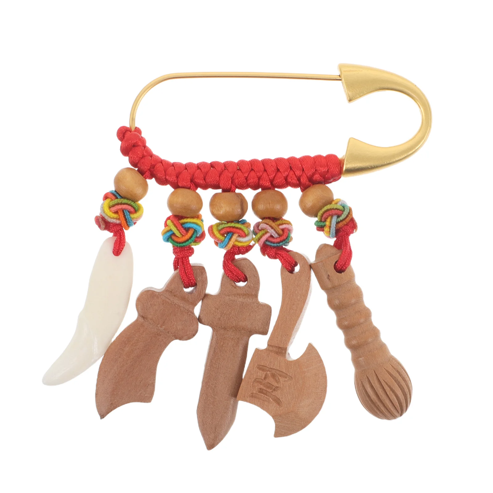 

Safety Pin Brooch Peach Wood Clothing Pin Diaper Fixing Portable Mom Travel Essential Chinese Vintage Style