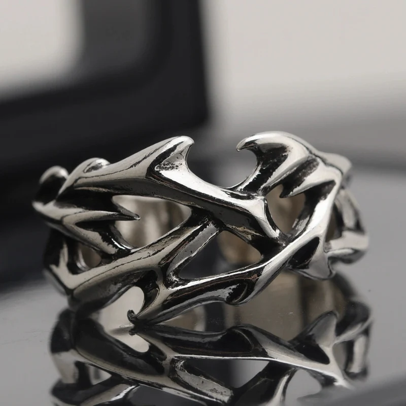 Trendy Thorn Ring For Men Creative Retro Open Index Finger Jewelry Versatile High-end Thai Silver  Rings KOFSAC