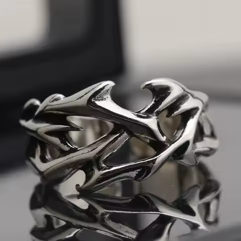 Trendy Thorn Ring For Men Creative Retro Open Index Finger Jewelry Versatile High-end Thai Silver Rings KOFSAC