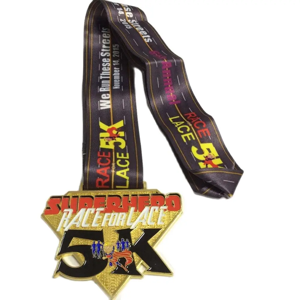 design your own medal engraved on your logo for running race  with sublimated medal ribbon as award medal--60mm diameter-100pcs