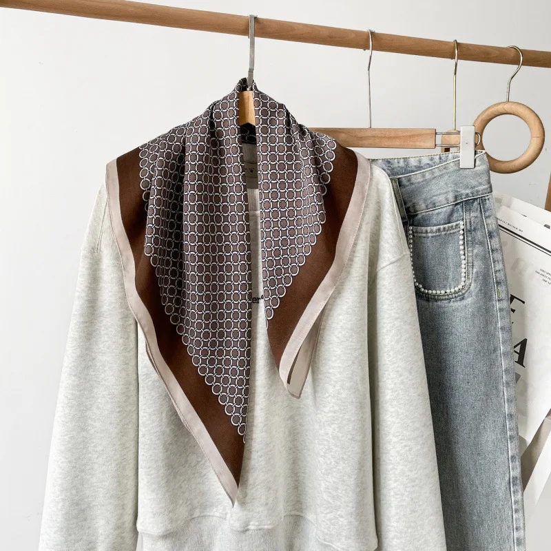 

Шарф в горошек, винно-красный принт, винтажный стиль, квадратный шелковый шарф, женский роскошный модный аксессуар на шею, подарок