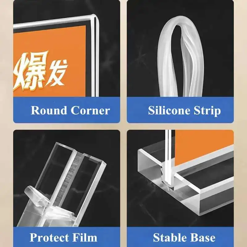 A6 100x150mm Double Side Photo Picture Poster Flyer Frame Menu Paper Price Label Holder Acrylic sign Holder Display Stand view 6