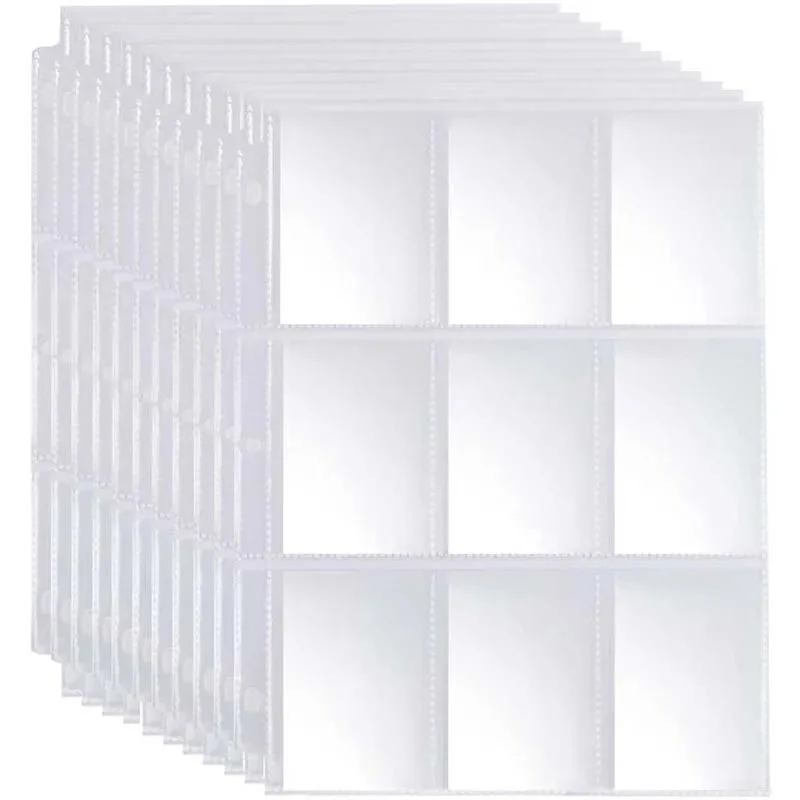 50 Stück 9 Pocket Trading Gaming Kartenhüllen Aufbewahrung Brieftasche Album Binder Seiten Sammlung Münzhalter Hüllen YuGiOh Fotoalben