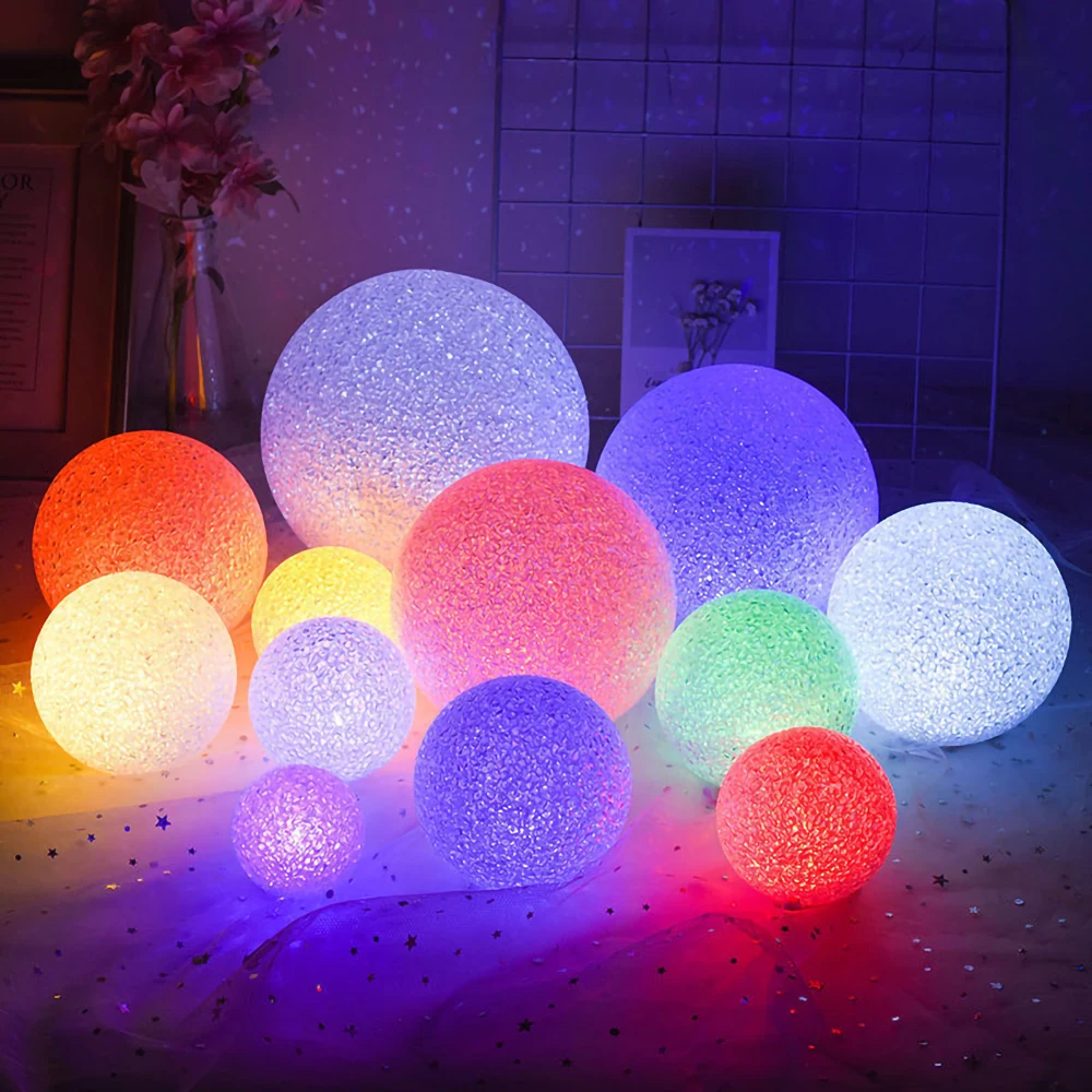Lámpara de bola de cristal mágica luminosa, luz LED nocturna, decoración para fiesta y Festival, 8/10/12/14CM