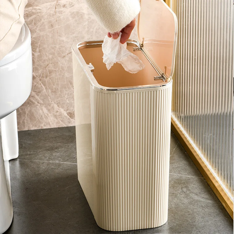 

Household High Beauty Large Garbage Bin with Lid Kitchen Garbage Bin Toilet Garbage Bin Slit Garbage Bin