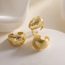 NEWBUY 2024 Hot Sale Gold Color High Polish CZ Rings For Women Party Jewelry Finger Accessories